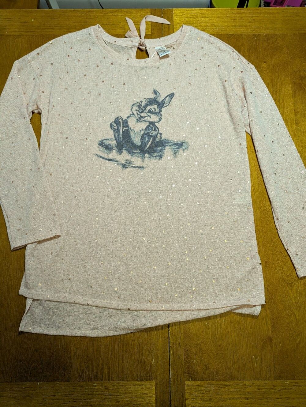 Disney LC Lauren Conrad Thumper Glitter Dot Long Sleeve Top Pink Women’s M Cute